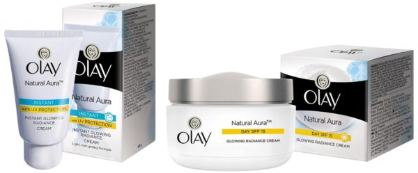 Olay Natural White Light Instant Glowing Fairness Cream, 40g & Olay Day Cream Natural White Fairness Moisturiser SPF 24, 50g - Fast Shipping to USA & Canada