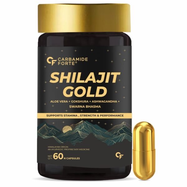 Carbamide Forte Shilajit Gold Capsules For Men | Himalayan Shilajit For Men | Shilajeet Gold Original With Kesar,Swarna Bhasma,Gokshura,Ashwagandha | Shilajeet Capsule | 60 Veg Shilajit Capsules - Fast Shipping to USA