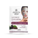 Ayouthveda Licorice & Mulberry Face Serum Sheet Mask for Glowing and Radiant Skin | Made With Organic Ingredients | Instantly Hydrates & Nourishes the Skin (Pack Of 1-20g) - Fast Shipping to USA & Canada