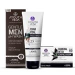 Ayouthveda Ultra Men Combo For Dirt Free Clear Skin, Dark Spots, Refreshes Complexion - Charcoal Face Wash (100ml) | Ph Wash(180ml) | Charcoal Soap(110g) - Fast Shipping to USA & Canada