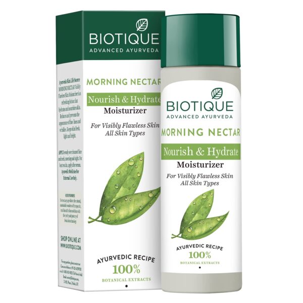 Biotique Morning Nectar Flawless Skin Moisturizer Cream | Prevents Dark Spots, Blackheads And Blemishes | Visibly Flawless Skin | Nourishes And Hydrates Skin| All Skin Types | 120Ml - Fast Shipping to USA & Canada