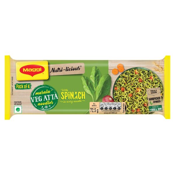 Maggi Nutri-Licious Masala Veg Atta Noodles with Spinach in Every Noodle,290 gram Pouch - Fast Shipping to USA & Canada