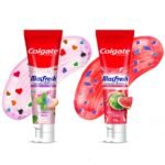 Colgate MaxFresh Rainbow Fresh Gel Toothpaste with Heart Shaped Cooling Crystals, Triple Mint Flavour, 100g & MaxFresh Watermelon Blast Gel Toothpaste with Cooling Crystals, 100g for Intense Freshness - Fast Shipping to USA & Canada