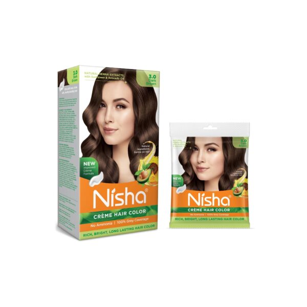 Nisha Creme Hair Color Combo of Pack Dark Brown 120gm Jumbo + 40gm Sachet Pack ? - Fast Shipping to USA & Canada