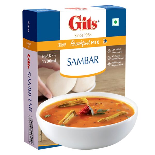Gits Instant Sambhar Breakfast Mix, Makes 1200ml per Pack, Pure Veg, South Indian Recipe 100g - Fast Shipping to USA & Canada