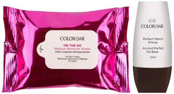 Colorbar Perfect Match Primer & On The Go Makeup Remover Wipes Combo - Fast Shipping to USA & Canada