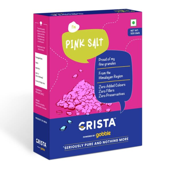 CRISTA Himalayan Pink Salt Powder | Rock Salt Fresh & Mineral Rich | Zero added Colours, Fillers, Additives & Preservatives | Light pink | 100% Natural | 500 gms