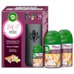Air Wick 2 x 250 ml - Vanilla & Muskmelon (Summer Delights), Refill + Automatic Spray|Freshmatic Air Freshener Kit |2600 Sprays Guaranteed|Automatic Room Freshener, Bathroom Freshener and Room Spray - Fast Shipping to USA & Canada