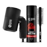 Beardo Hair Volumizer Combo (Set of 3) | Ultimate Hair Styling Kit For Men | Styling Gun Ultra Compact Hair Dryer with Max Volume Powder Wax 10g & Roller Hair Brush | Get Hair Volume & Style Hair Like A Pro - Fast Shipping to USA & Canada
