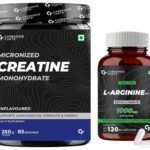 Carbamide Forte L Arginine 1000mg Supplement Per Serving - 120 Veg Capsules & Micronised Creatine Monohydrate Powder - Unflavoured - 83 Servings - 250g - Fast Shipping to USA