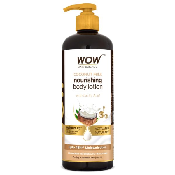 WOW Skin Science Coconut Milk & Argan Oil Body Lotion - Medium Hydration - No Mineral Oil, Parabens, Silicones, Color & PG - 400mL - Fast Shipping to USA & Canada