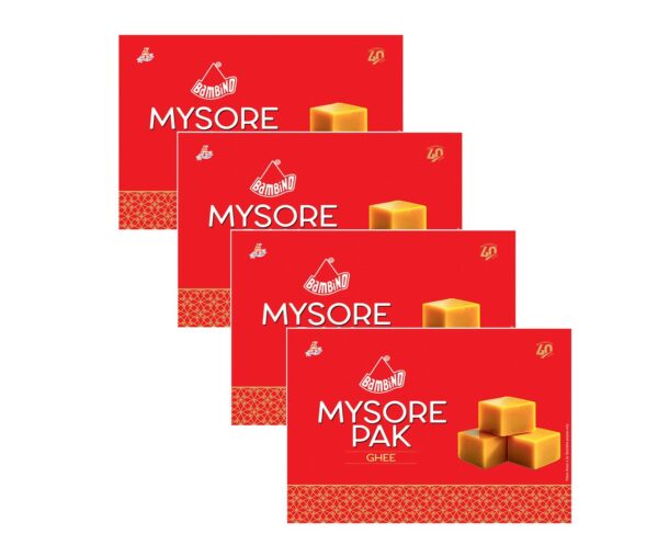 Bambino Ghee Mysore Pak Each 200 Gms X Pack of 4 (800Gms) - Fast Shipping to USA & Canada