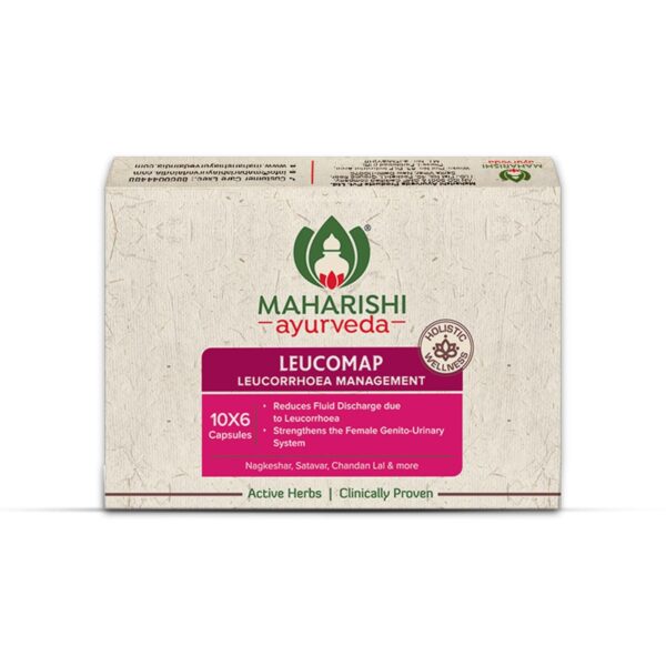 Maharishi Ayurveda Leucomap Leucorrhea Capsules| For White Discharge | Helps with UTI and Yeast Infection | Reduces Itching, Burning, Odour | Balances pH | Nagkeshar, Satavar, Imli, Jeera Safed (60 Tablets Pack of 1) - Fast Shipping to USA