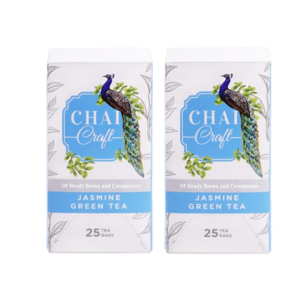Chai Craft Jasmine Green Tea (50 Teabags) I For Calm Mind and Relaxation | Made with 100% Whole Leaf, Natural Jasmine Flowers & Natural Flavors I Pack of 25X2 boxes - Fast Shipping to USA & Canada
