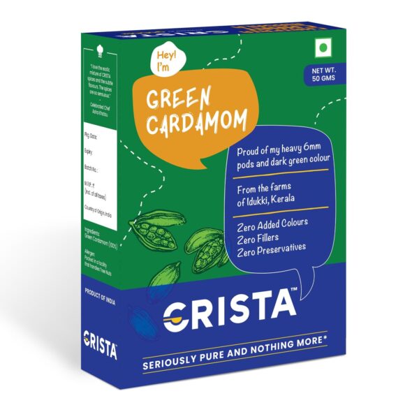 CRISTA 50gm Whole Green Cardamom | Elaichi | Elaichi Green | Choti Elaichi | Elaichi Tea | Cardamom 6mm