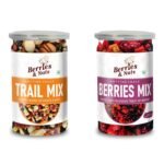 Berries And Nuts Premium Trail Mix & Berries Mix Combo | Trail MIx 200 Grams and Berries Mix 200 Grams | 400 Grams - Fast Shipping to USA & Canada