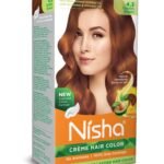 Nisha Cream Hair Color Golden Brown, Permanent Hair Colour for Women Men, No Ammonia, Ultra Soft Deep Shine, 100% Grey Coverage, 4.3 Golden Brown Hair Colour (60gm+60ml+18ml) - Fast Shipping to USA & Canada