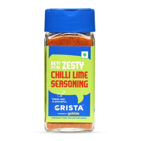 CRISTA Zesty Chilli Lime Seasoning | Chilly & Lemon Spice Blend | Trans Fat Free | Vegan | Zero added Colours, Fillers, Additives & Preservatives | 50 gms
