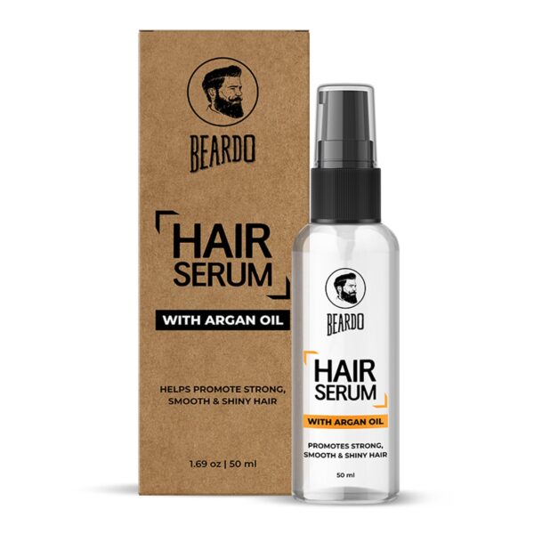Beardo Hair Serum 50ml for Instant Shine & Anti-frizz with Argan Oil, Made for Men's Hair, Super Light-weight | Provides shine, smoothness and damage protection | Luxurious Shine, Frizz-Free Hair Serum for Men - Fast Shipping to USA & Canada