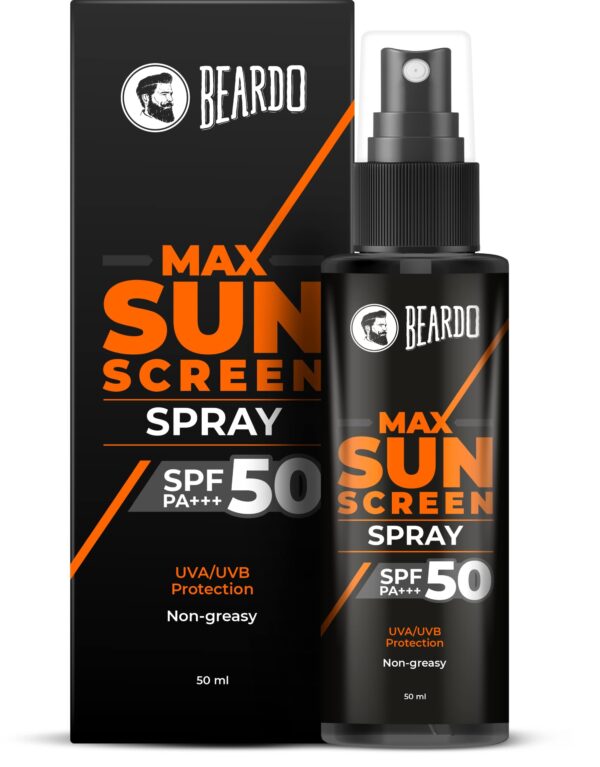 Beardo Max Sunscreen SPF 50 & PA+++ Spray for Men | Non-greasy Sunscreen for Men | Easy Application Sunscreen Spray | Sunscreen For Oily Skin | UVA UVB Protection | 50ml - Fast Shipping to USA & Canada