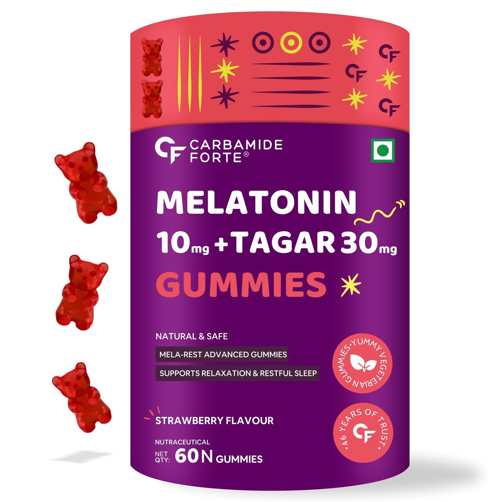 71oeR8IS9jL-1.jpg Carbamide Forte Melatonin 10 mg sleep Gummies - with TAGARA, L Tryptophan & Vitamin B6 | Sleep Supplements ? 60 Veg Gummies - Fast Shipping to USA - Image 1