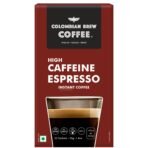 COLOMBIAN BREW COFFEE Colombian Brew High Caffeine Espresso Instant Coffee Powder, Strong, 50g - Fast Shipping to USA & Canada