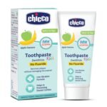 Chicco Toothpaste for Kids (6m-6y), Apple-Banana Flavour, 50g | Fluoride-Free | Removes Plaque, Helps Prevent Cavities - Fast Shipping to USA & Canada