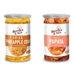 Berries And Nuts Premium Dried Pineapple Coin & Dried Papaya Combo | Dried Pineapple Coin 200 Grams and Dried Papaya 200 Grams | 400 Grams - Fast Shipping to USA & Canada