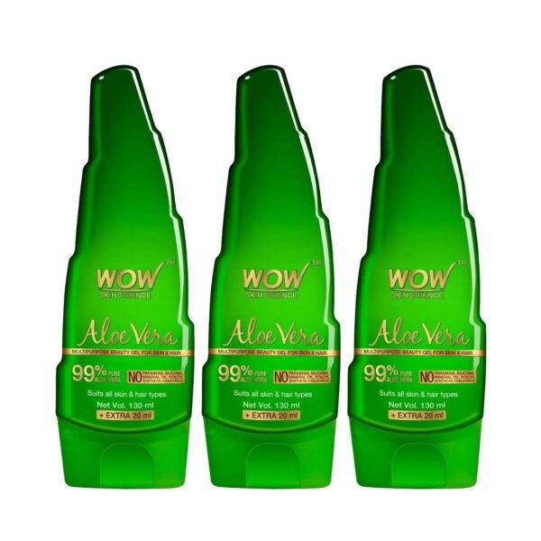 WOW Skin Science 99% Pure Aloe Vera Gel for Face, Skin & Hair - 150ml|Ultimate Gel For Glowing Skin|For Both Men and Women|Pack of 3 - Fast Shipping to USA & Canada