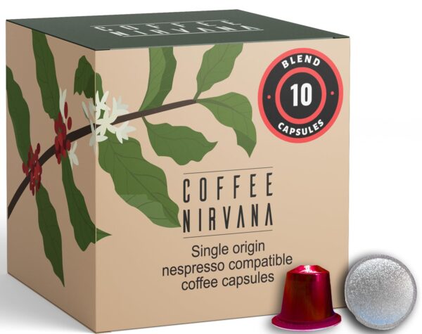Coffee Nirvana, Blend, Box of 10 Pods, Nespresso Compatible Aluminum Capsules - Fast Shipping to USA & Canada