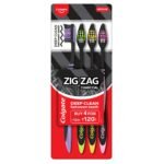 Colgate Zigzag Charcoal Medium Bristle Manual Toothbrush For Adult - 4 Pcs, Removes Germs In Between Teeth, Soft-Tongue Cleaner - Fast Shipping to USA & Canada
