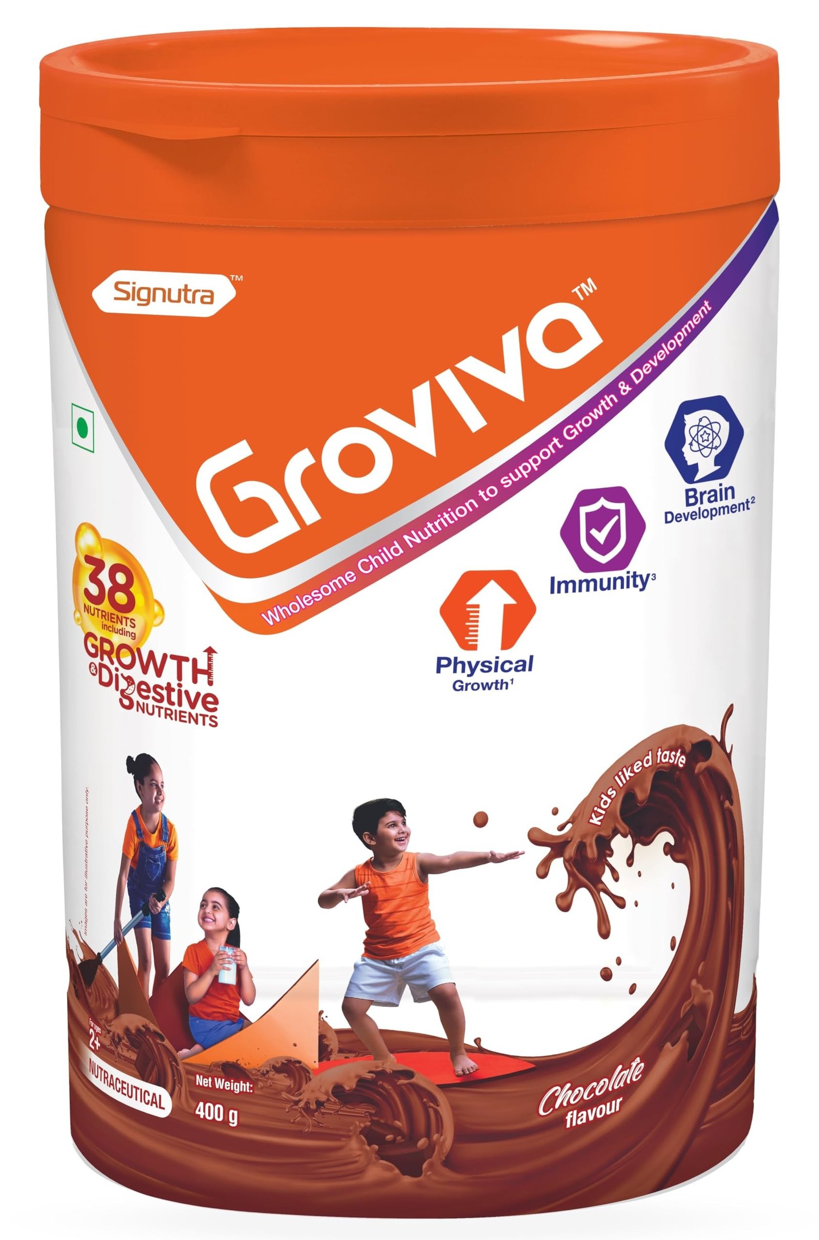 71saQW7KkaL-1.jpg Groviva Child Nutrition Supplement Powder Jar - 400g (Chocolate) - Fast Shipping to USA & Canada - Image 1