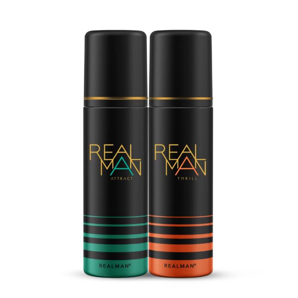 Fogg Realman Thrill & Attract Deodorant, Strong Body Spray, Long Lasting Fragrance For Men, 200Ml Each (Pack Of 2)