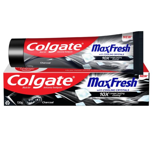 Colgate MaxFresh Toothpaste, Black Gel Tooth Paste with Charcoal for Super Fresh Breath, 130gm - Fast Shipping to USA & Canada