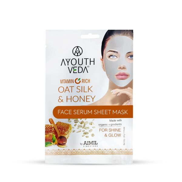 Ayouthveda Oat Silk & Honey Face Serum Sheet Mask For Glass Like Glow | Made With Organic Ingredients | Gently Removes Dead Skin & Nourishes The Cells | Makes skin Soft & Shiny (Pack of 1-20g) - Fast Shipping to USA & Canada