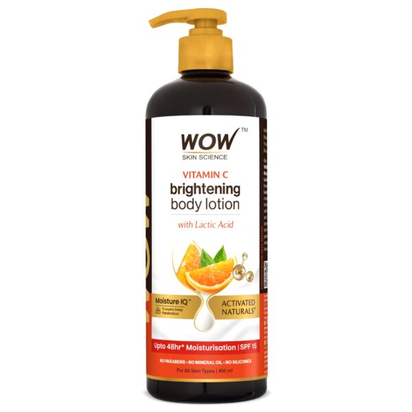 WOW Skin Science Vitamin C Body Lotion - Non Sticky & Non Greasy - Moisturising & Smoothening Care - with Vitamin C, Kakadu Plum - No Mineral Oil, Silicones & Color - 400mL - Fast Shipping to USA & Canada