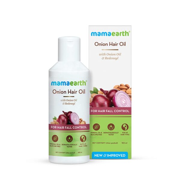 Mamaearth Onion Hair Oil for Hair Growth & Hair Fall Control with Redensyl 150ml - Fast Shipping to USA & Canada