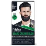 Nisha Beard Colour For Men, Original Black, 100% Grey Coverage, No Ammonia, No Stain, No Paraben, Non Drip Vegan Formula, Long Lasting Color in 10 Minutes, 60g Colorant + 60g Developer - Fast Shipping to USA & Canada