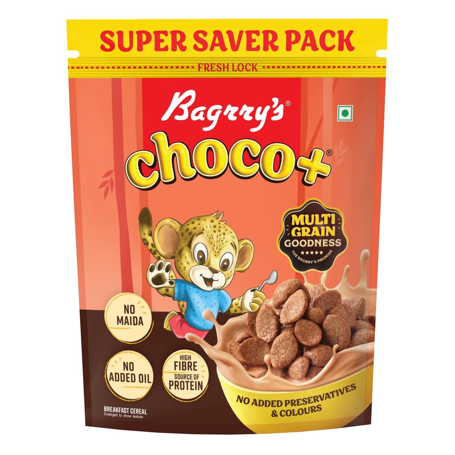 71wKjmTlakL-1.jpg Bagrry's Choco+ Multigrain Chocos Cereal, No Maida, 1.1kg Pouch, Yummy Chocolate Chocos for Kids & Adults | Goodness of Oats, Whole Wheat, Rice, Yummy Chocolaty Breakfast Cereal - Fast Shipping to USA & Canada - Image 1