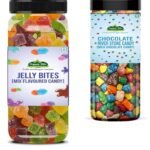 Organic Bites Kids Favourite Comby of Colourful Jelly Bites & 100% Natural Stone Chocolate River Stone candy (Choco Rocks) Stone Candy 200 gm Each - Total 400 gm (Jar Pack) - Fast Shipping to USA & Canada