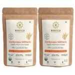 Rooted Actives Cordyceps Mushroom Extract powder (45 g) |Energy, Stamina & Endurance | Supports Testosterone, Virility, Lung health, USDA Organic, 20% Beta Glucans (Pack of 2) - Fast Shipping to USA