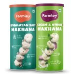 Farmley Roasted Makhana, Himalayan Salted & Cream & Onion Flavour I 77g Each I Healthy Snack Roasted in Olive Oil | Guilt-Free & Crunchy Munchies | Pack of 2 - Fast Shipping to USA & Canada