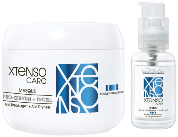 L'OREAL PROFESSIONNEL PARIS Xtenso Care Masque 196 Gm, For Straightened Hair & Xtenso Care Serum 50 Ml, For Straightened Hair - Fast Shipping to USA & Canada