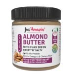 Jus' Amazin Crunchy Almond Butter ? with Crunchy Flaxseeds (200g) | 22% Protein | Plant-Based Nutrition | 86% Almonds | Rich in Omega-3 | Zero Chemicals | Vegan | Dairy Free | 100% Natural - Fast Shipping to USA & Canada