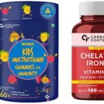 Carbamide Forte Multivitamin Gummy for Kids & Adults with Superfoods?60 Gummies,Carbamide Forte Chelated Iron with Vitamin C, B12, Folic Acid and Zn - 100 Tablets - Fast Shipping to USA