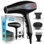 Vega Blow Pro 2200-2400W Hair Dryer with Comb, Concentrator & Diffuser Nozzles, 2 Speed & 4 Heat Settings, with Cool Shot, Cut-off, Hair Dryer & Blow Dryer for Men & Women, 1 Year Warranty (VHDP-05) - Fast Shipping to USA & Canada
