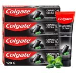 Colgate Charcoal Clean Black Gel Toothpaste, Combo Pack of 480g (120g x4) Deep Clean Tooth paste With Bamboo Charcoal & Wintergreen Mint For Plaque Removal & Tingling Fresh Mouth Experience - Fast Shipping to USA & Canada