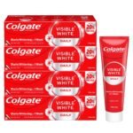 Colgate Visible White Toothpaste 480g (Combo Pack of 4 x 120g) Teeth Whitening Starts in 1 week, Safe on Enamel, Stain Removal Tooth Paste and Minty Flavour for Fresh Breath - Fast Shipping to USA & Canada