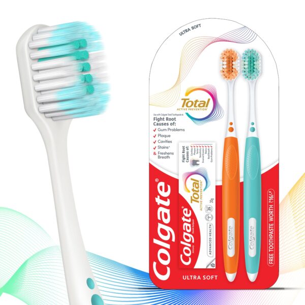 Colgate Toothbrush Total (2pcs) | Ultra Soft brush toothbrush for adults with Total Advanced Health Toothpaste 20g | tooth brush combo pack offer - Fast Shipping to USA & Canada