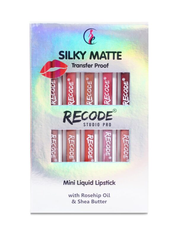 Recode Silky Matte Liquid Lipstick Combo - Smudge-Proof,Transfer-Proof,Long Lasting,Infused with Rosehip & Shea Butter- Perfect for Gifting, Wedding, Special Occasions, Travel Pack of 10 - Fast Shipping to USA & Canada